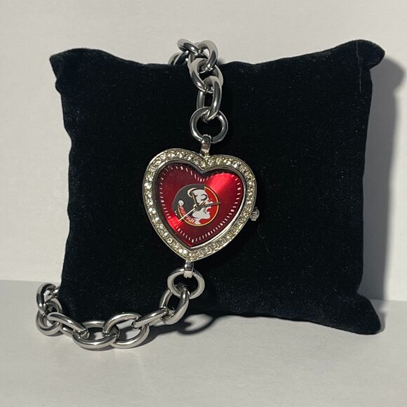 Florida State Seminoles NCAA Heart Stainless Steel Bracelet Game Time Watch NEW main image 4